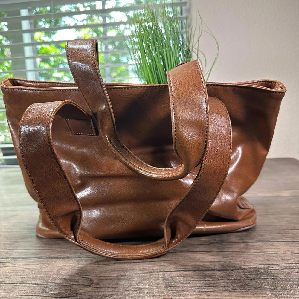 Tommy Hilfiger Brown Satchel Bag Multi Compartment Vintage Purse - Picture 7 of 9